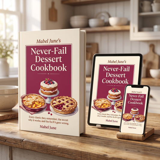 The cookbook on hardcover, tablet, and phone